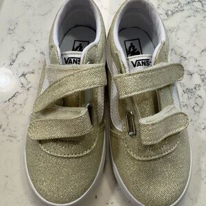 Vans Metallic Gold Sneakers Velcro Size 10 – New Without Tag